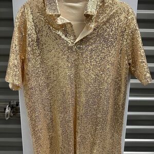 Men's Gold Sequin Shirt